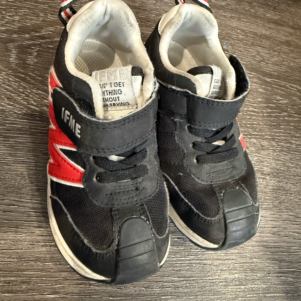 Ifme Japanese Brand Kids Black And Red Shoes Three Step 16cm